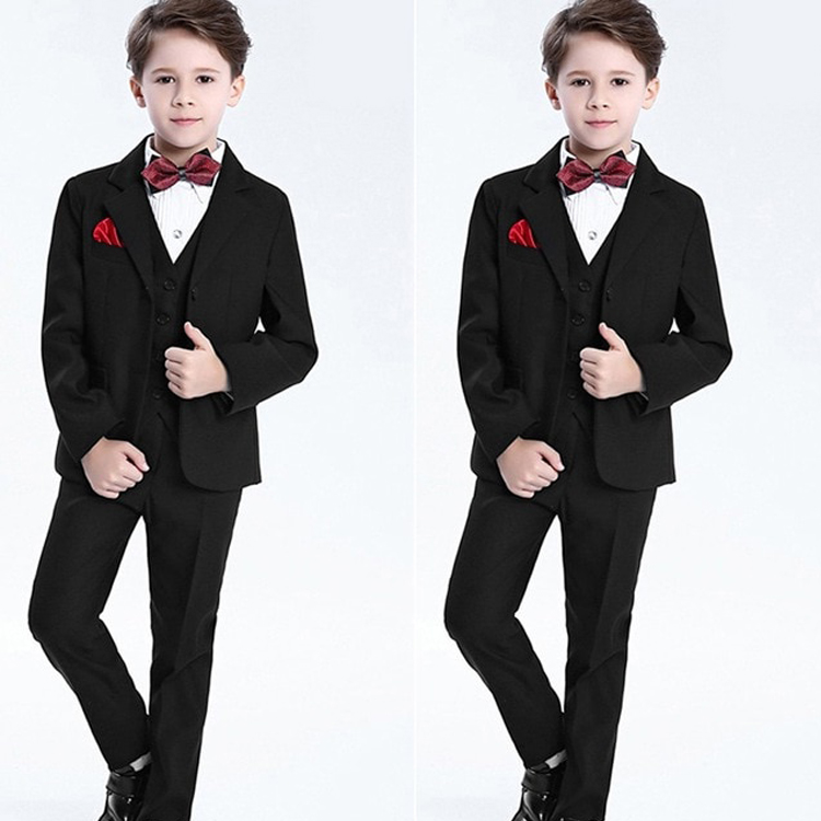 Handsome Kids Formal Wear Black Peaked Lapel 3 Pieces Wedding Tuxedos High Quality Boy's Formal Wear Pant Suits