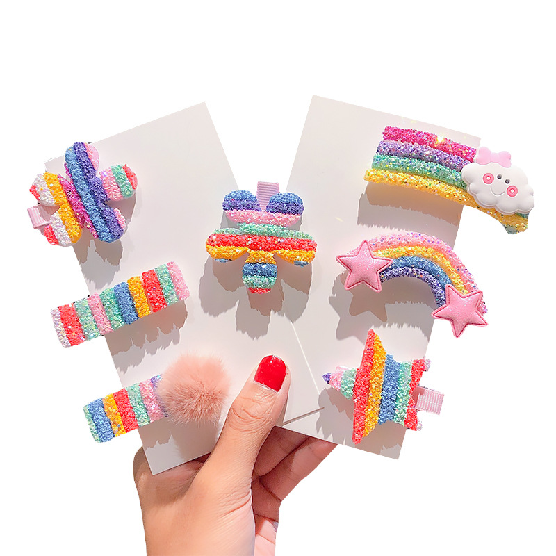 Fashion Children Shining Star Rainbow BB Clips Cartoon Hairpins Set Colorful Flower Hair Clip Quicksand Girl hair Accessories, Set 1
Fashion Children Shining Star Rainbow BB Clips Cartoon Hairpins Set Colorful Flower Hair Clip Quicksand Girl hair Accessories, Set 1