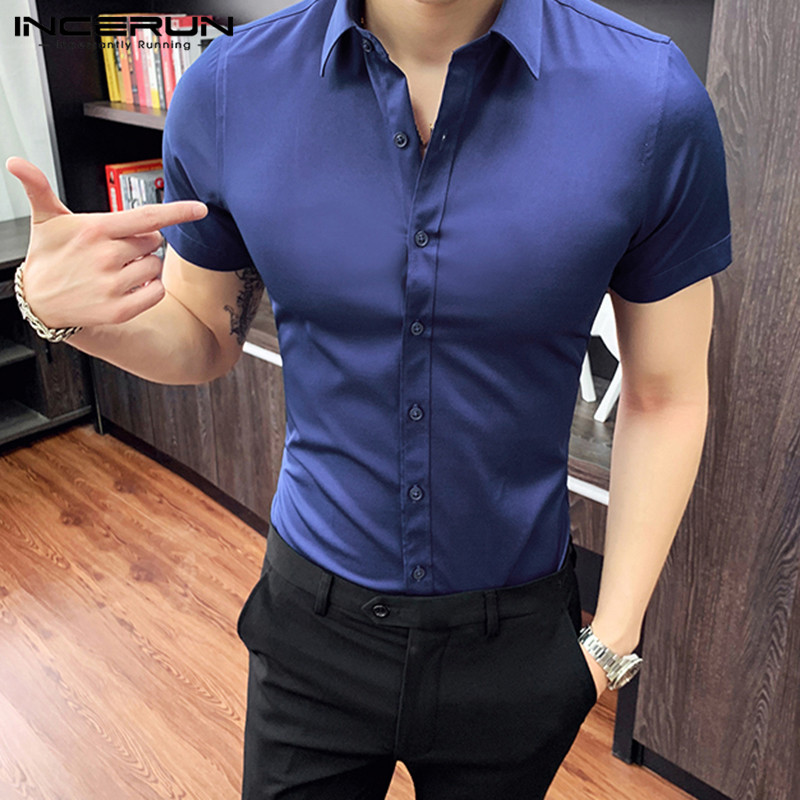 INCERUN 2020 Fashion Men Business Shirt Social Slim Short Sleeve Lapel Brand Streetwear Camisa Solid Color Mens Dress Shirts 5XL, Green shirt
INCERUN 2020 Fashion Men Business Shirt Social Slim Short Sleeve Lapel Brand Streetwear Camisa Solid Color Mens Dress Shirts 5XL, Green shirt