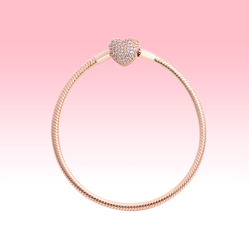 18K Rose gold plated Charms Bracelets with Original box for Pandora 925 Silver Love hearts Snake Chain Bracelet Women Wedding jewelry
18K Rose gold plated Charms Bracelets with Original box for Pandora 925 Silver Love hearts Snake Chain Bracelet Women Wedding jewelry