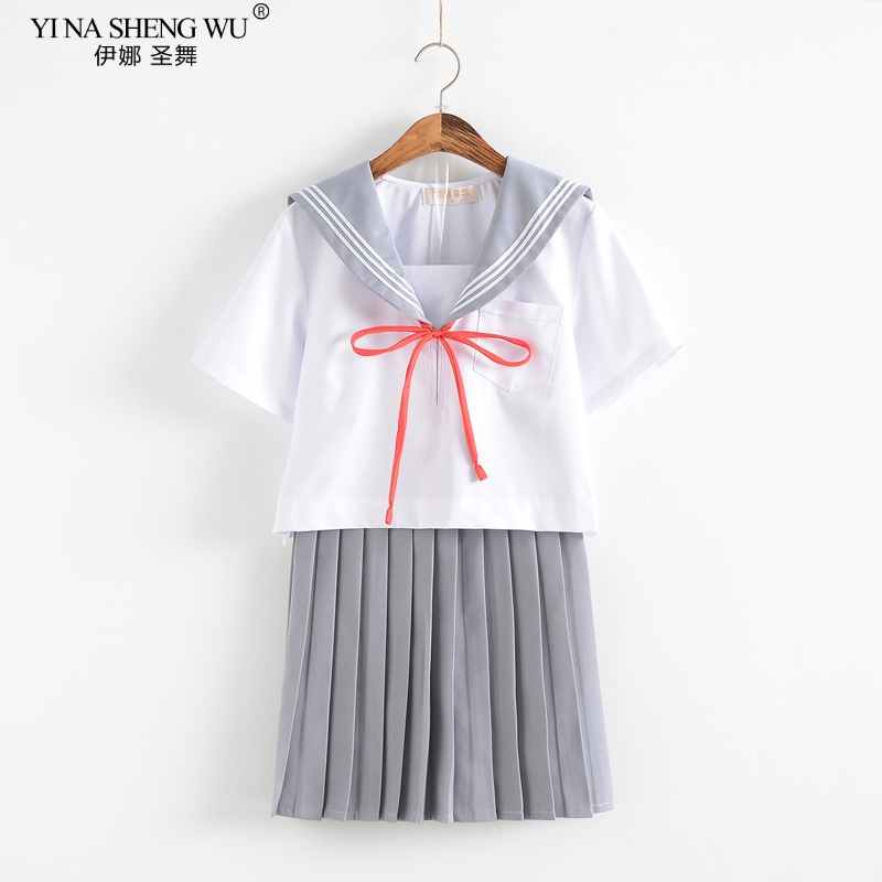 Gray White Japanese Anime High School Girls JK Uniforms Cosplay Costume Student Uniform Pleated Skirt Sailor Suit Korean Style, Short sleeve top tie
Gray White Japanese Anime High School Girls JK Uniforms Cosplay Costume Student Uniform Pleated Skirt Sailor Suit Korean Style, Short sleeve top tie