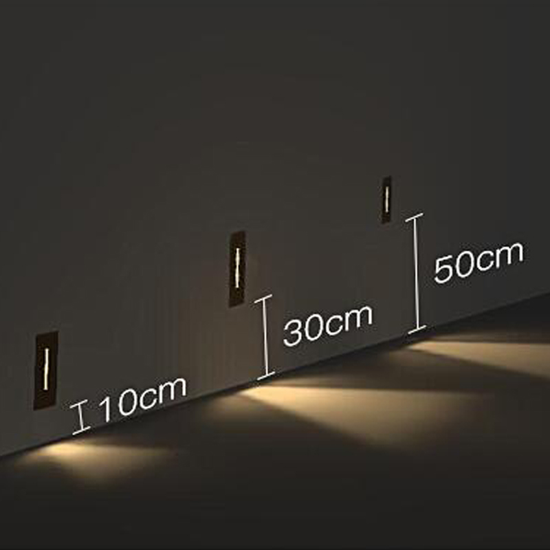 Recessed 3W LED Stair Light Rectangle staircase lamp AC85-265V Indoor leds wall Sconce lighting Stairs Step stairway Hallway staircases lamps USASTAR