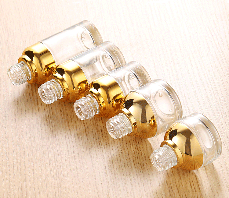 Gold Glass Dropper Bottle 20 30 50ml Luxury Serum Bottles with Shinny Cap for Essential Oil