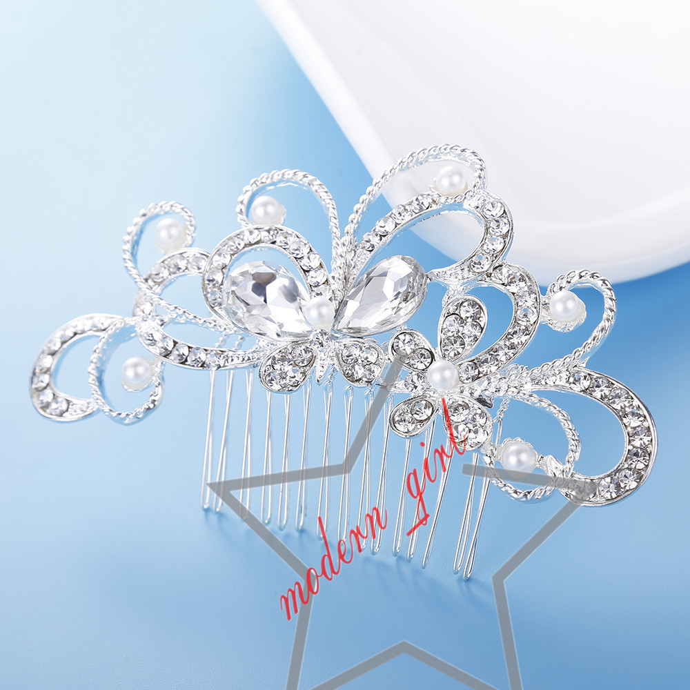Hot Sale Bridal Hair Comb Wedding Jewelry Flower Rhinestone Tiaras & Hair Accessories Sparkling Bride Hair Combs Headpieces