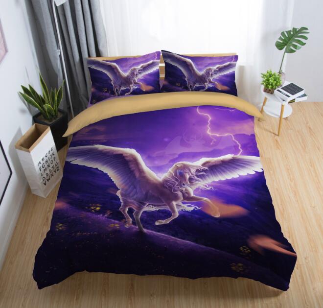 3D Horse Bedding Set Flying with Pillowcase Twin Full Queen King Size 2pcs/3pcs