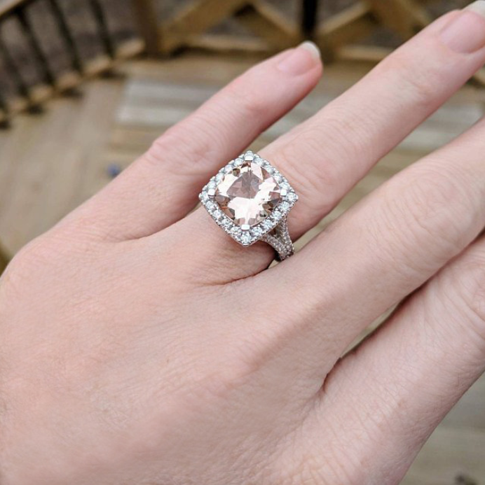 Choucong New Arrival Hot Sale Luxury Jewelry 925 Sterling Silver Cushion Shape Pink Sapphire CZ Diamond Wedding Band Ring for Women GifT