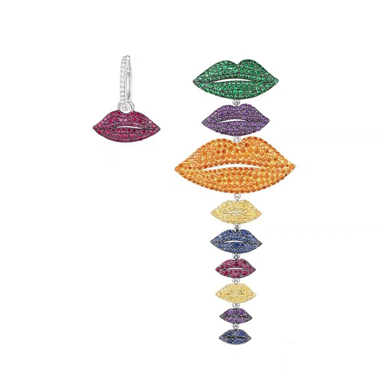 Fashion-and the United States explosion models s925 silver needle micro inlaid zircon color ab mouth earrings jewelry