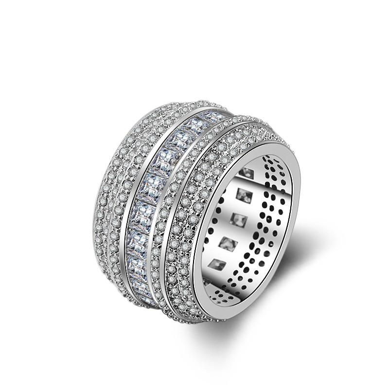 Luxury Women Big Full 5A Zircon Ring Female Bridal Stackable Ring Silver Color Wedding Jewelry Promise Eternity Engagement Diamond Ring Gift