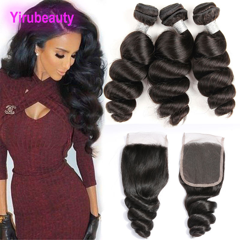 Brazilian Virgin Hair Extensions 3 Bundles With 4X4 Lace Closure 4 Pieces/lot Loose Wave Bundles With Baby Hair Lace Closure Loose Wave, Natural color
Brazilian Virgin Hair Extensions 3 Bundles With 4X4 Lace Closure 4 Pieces/lot Loose Wave Bundles With Baby Hair Lace Closure Loose Wave, Natural color