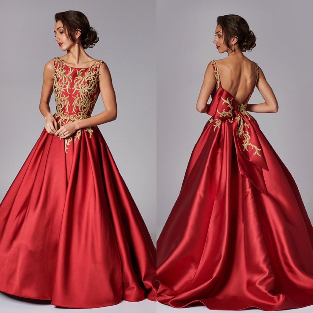 

Newest Ball Gown Prom Dresse Jewel Neck Sleeveless Satin Applique Ruched Party Dress Sweep Train robes de soirée, Fuchsia