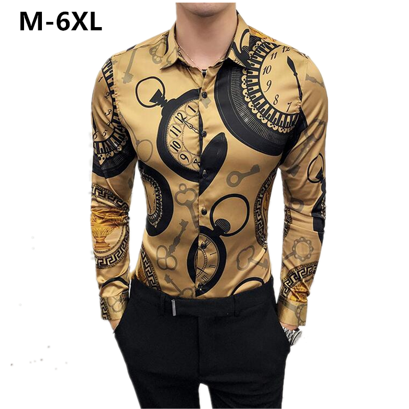Large Size 6XL Men Shirt Fashion Club Clothing Mens Floral Printing Shirt Slim Long-Sleeved Baroque Party, 566
Large Size 6XL Men Shirt Fashion Club Clothing Mens Floral Printing Shirt Slim Long-Sleeved Baroque Party, 566