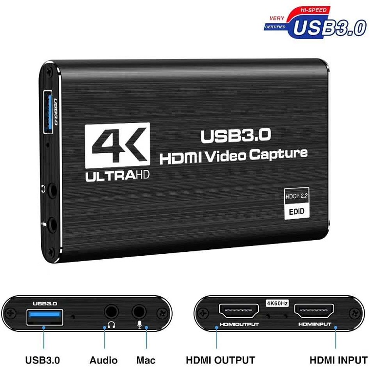 HD 4K Video Capture Card USB 3.0 2.0 HDMI Video Grabber Box for PS4 Game DVD Camcorder Camera Record placa de video Live Streaming