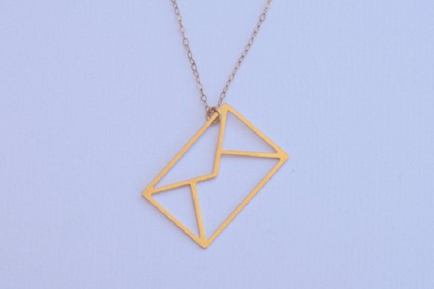 Tiny Geometric Paper Origami Envelope pendant Necklace I love You Letter Email Message Necklace Triangle Square Rectangle Necklaces