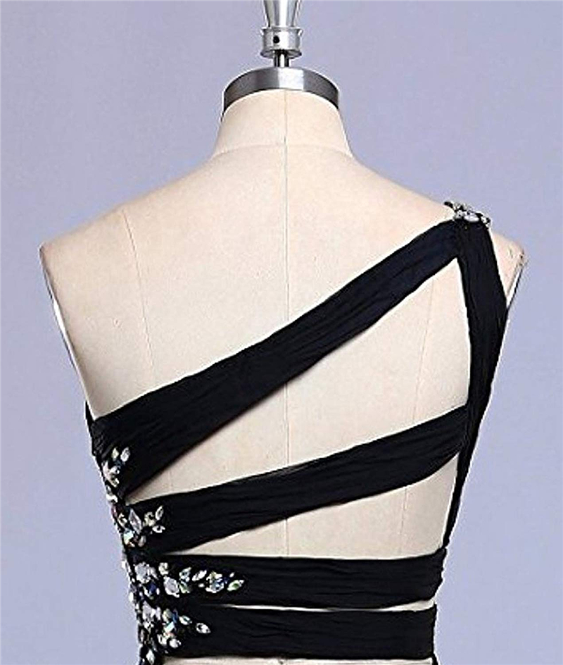 New Sexy 2019 Ombre One Shoulder Crystals Prom Dresses Hi-Lo Gradient Backless Chiffon Homecoming Gown Cocktail Evening Party Gown QC1334