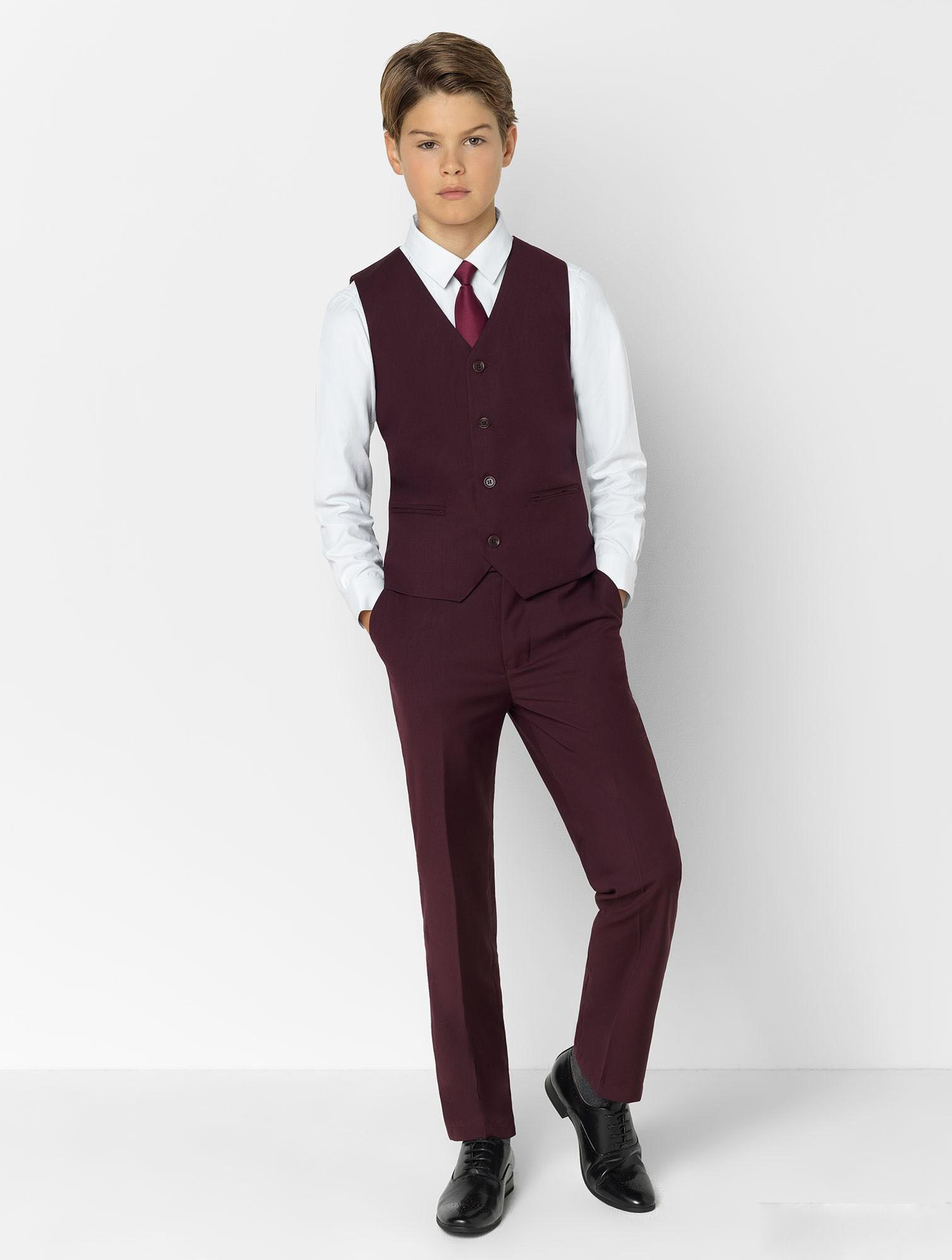 Dark Red Boys Tuxedo Boys Dinner Suits Boys Formal Suits Tuxedo for Kids Tuxedo Formal Occasion Suits For Little Men Three Pieces