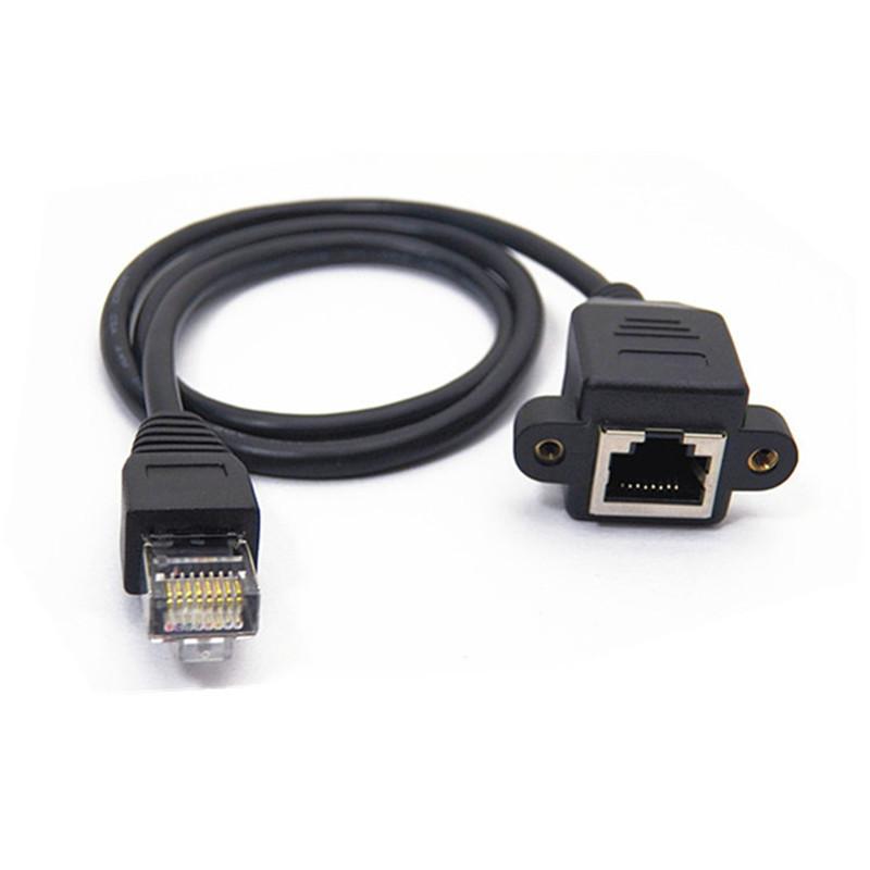 

100pcs 30cm 60cm 100cm Screw panel mount RJ45 Cat5 male to female Ethernet LAN Network extension Cable with screws