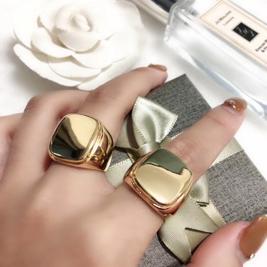 Fashion-brass material paris design ring with flat square decorate for women and girl friend jewelry gift drop shipping PS6491