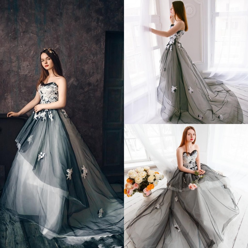 2020 Modest White and Black Wedding Dresses Sweep Train Sweetheart Applique A-Line Tulle Country Bridal Gowns Vestido De Noiva Custom Made, Silver
2020 Modest White and Black Wedding Dresses Sweep Train Sweetheart Applique A-Line Tulle Country Bridal Gowns Vestido De Noiva Custom Made, Silver