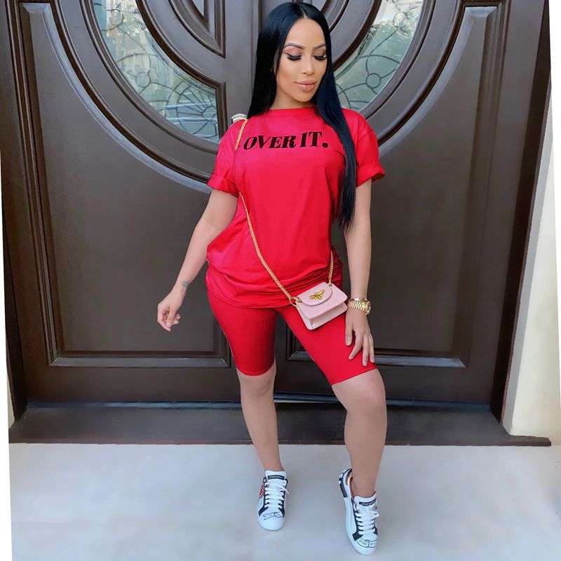 ZOOEFFBB Casual Outfits Two Piece Set Summer Clothes for Women Tracksuit Plus Size Top Biker Shorts Sweat Suits Matching Sets CX200702