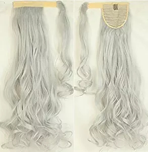 Custom grey Curls colored Clip Ponytail Extensions Virgin indian wraps Drawstring Curly Ponytail Hairpiece Clip Hair Extensions