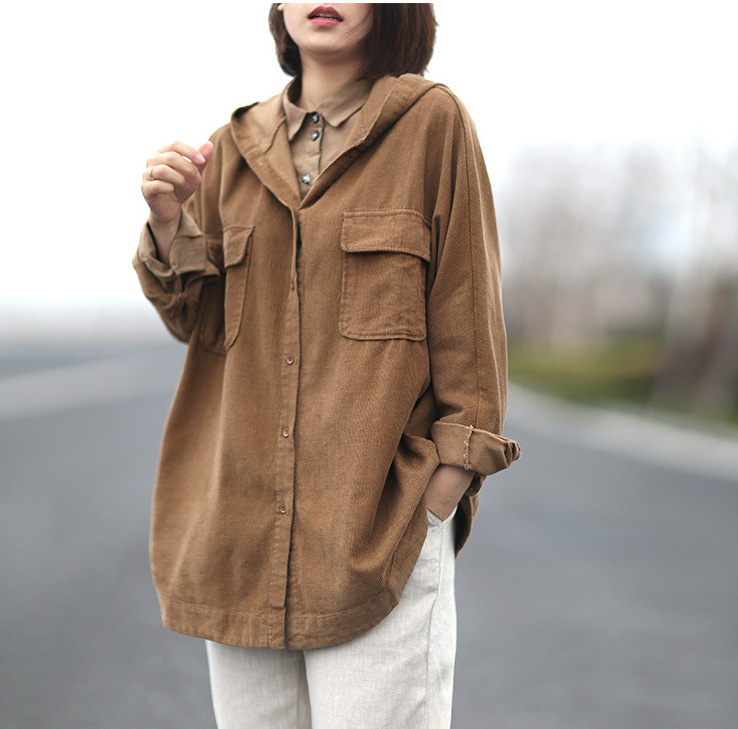 Women jackets Autumn Winter Loose Casual Corduroy Coat 2020 New Ladies Tops Hooded Long-sleeved Mori girl Vintage jackets, Beige
Women jackets Autumn Winter Loose Casual Corduroy Coat 2020 New Ladies Tops Hooded Long-sleeved Mori girl Vintage jackets, Beige