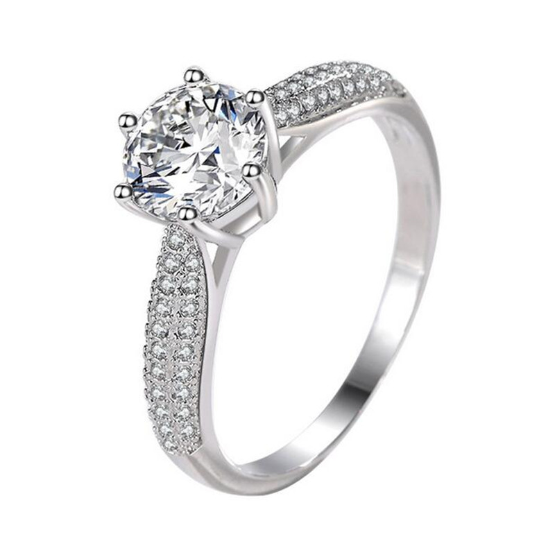 Victoria Wieck Wedding band Ring Luxury Jewelry Real 925 Sterling Silver Round Cut White Topaz CZ Diamond Women Engagement Bridal Ring Gift