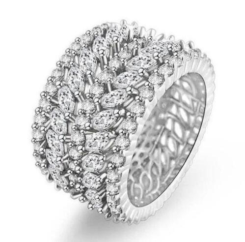 Handmade Big Finger ring White Gold Filled Full 250pcs Diamond Engagement Wedding Band Rings For Women men Jewelry