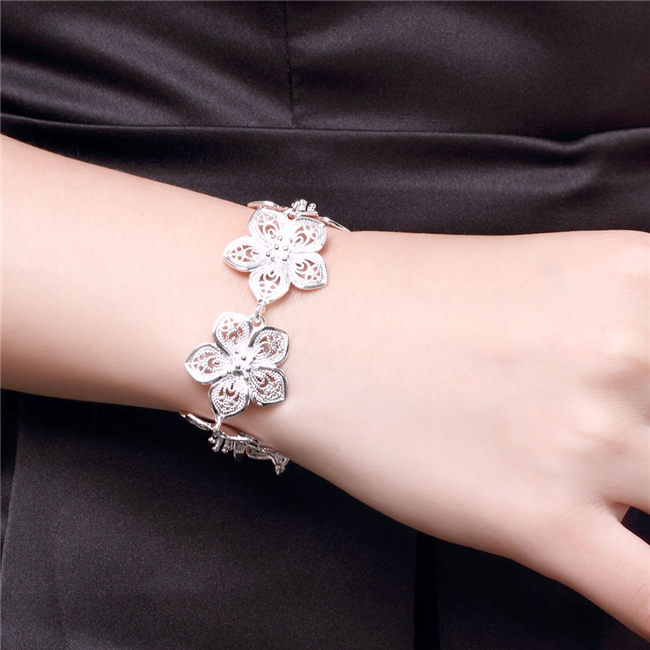 High grade 925 sterling silver Flower necklace bracelet piece jewelry sets DFMSS452 brand new Factory direct sale wedding 925 silver