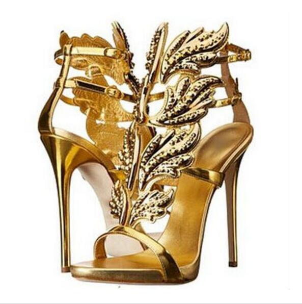 hot sald leaves ries women pumps thin high heels gladiator sandals charming lady fashion shoes for party