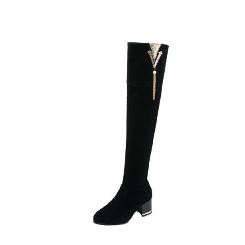 2019 winter new women's boots warm and velvet side zipper metal decoration over the knee Women's Heeled Heeled Boots, Plus cashmere
2019 winter new women's boots warm and velvet side zipper metal decoration over the knee Women's Heeled Heeled Boots, Plus cashmere