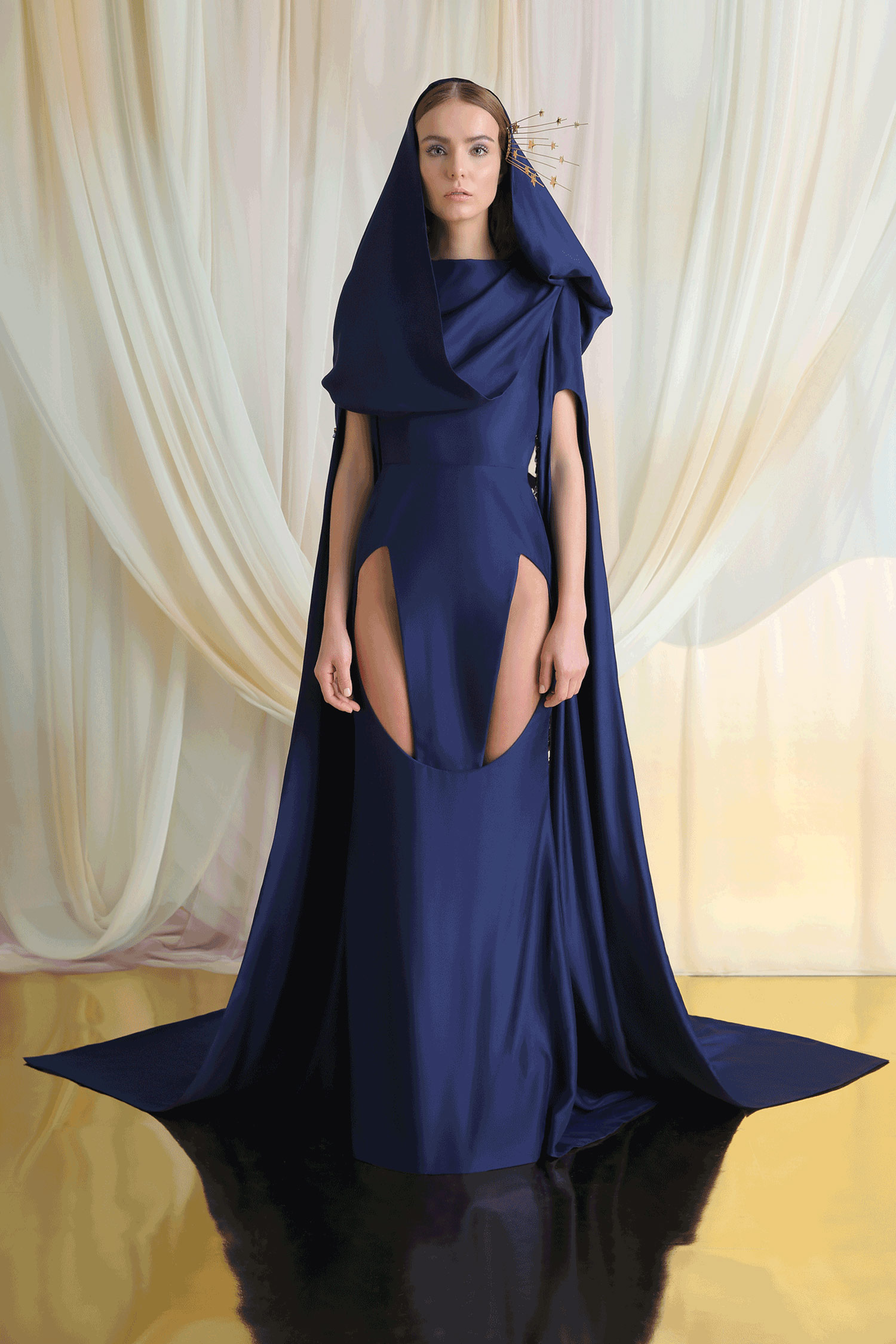 2019 Azzi&Osta Evening Dresses With Hat Satin Lace Sequins Sweep Train Vintage Prom Dress Custom Made Quinceanera Dresses