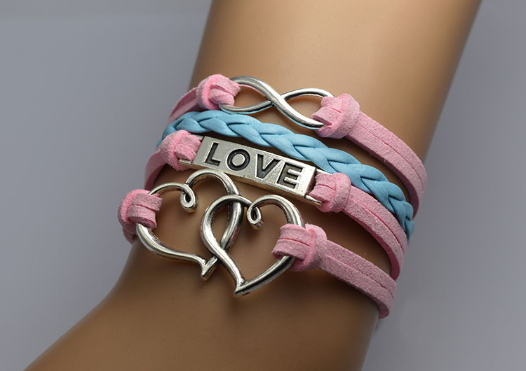 Wholesale- choose Infinity Cheer Charm Fashion Speaker Cheerleaders Bracelet friendship leather bracelets for gift customs sports