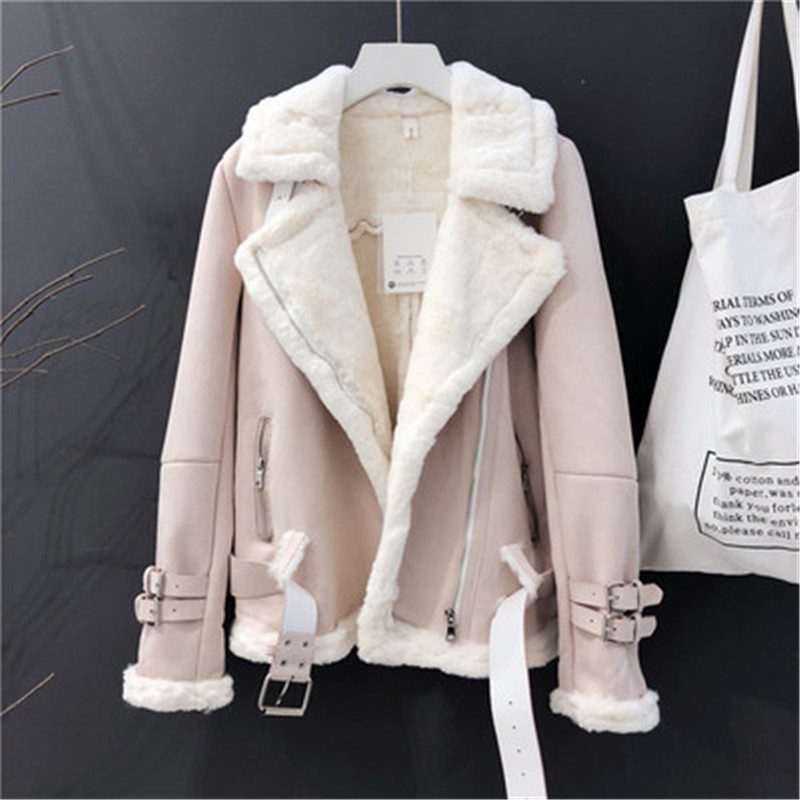Winter Suede Lambs Wool Jacket Women Casual Plus Cashmere Thicken Coats 2019 Fashion Female Long Sleeve Loose Parka Outerwear, Leather pink
Winter Suede Lambs Wool Jacket Women Casual Plus Cashmere Thicken Coats 2019 Fashion Female Long Sleeve Loose Parka Outerwear, Leather pink