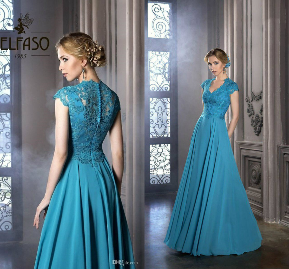 Elegant Evening Dresses Capped Short Sleeve Lace A Line Prom Gowns Floor Length Formal Dresses Custom Made Vestidos De Novia