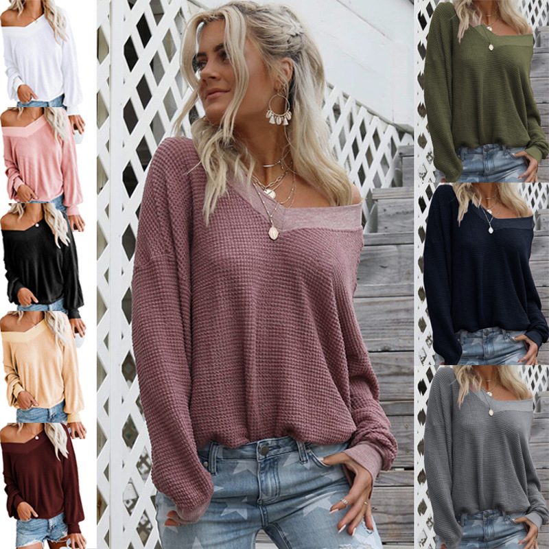 Explosion models in stock 2019 European autumn and winter V-neck long-sleeved women's solid color sweater, support mixed batch
Explosion models in stock 2019 European autumn and winter V-neck long-sleeved women's solid color sweater, support mixed batch