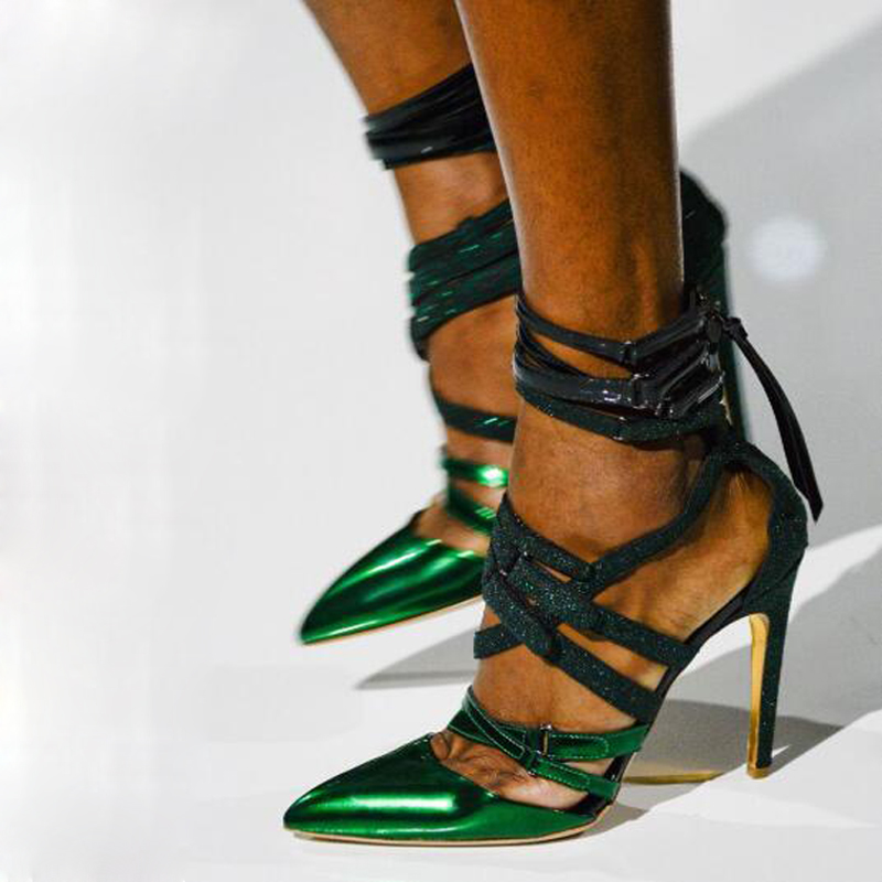 Ladies Runway Green Mirror Leather Pointed Toe Sandal Thin Buckle Straps Gladiator Pumps Shoes Woman Mixed Colors High Heel, As pic
Ladies Runway Green Mirror Leather Pointed Toe Sandal Thin Buckle Straps Gladiator Pumps Shoes Woman Mixed Colors High Heel, As pic