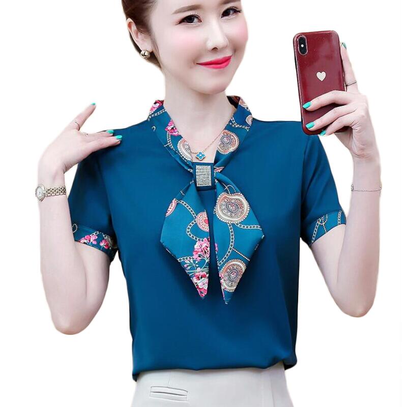 Summer Short Sleeve Chiffon Blouse Women Shirts Fashion Print Bow Women Blouses Korean Office Plus Size Tops Blusas Mujer, Photo color
Summer Short Sleeve Chiffon Blouse Women Shirts Fashion Print Bow Women Blouses Korean Office Plus Size Tops Blusas Mujer, Photo color