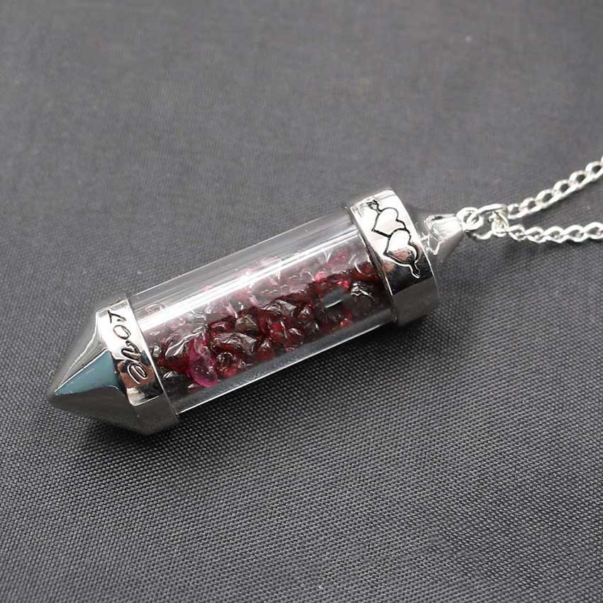 Crystal Gravel Wishing Bottle Sweater Chain Pendant Necklace Lady Retro Transparent Glass Wishing Bottle