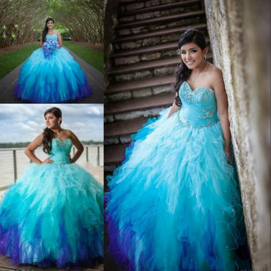 2020 Ball Gowns Sweetheart Rainbow Colored Quinceanera Dresses Crystal Beading Tulle Ruffle Skirt Ombre Sweet 15 Prom Dresses BA4838, Ivory
2020 Ball Gowns Sweetheart Rainbow Colored Quinceanera Dresses Crystal Beading Tulle Ruffle Skirt Ombre Sweet 15 Prom Dresses BA4838, Ivory