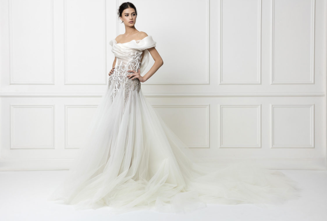 2020 Boho Mermaid Wedding Dresses Off Shoulder Beaded Sleevelss Beach Bridal Gown Sheer Back Ruffle Sweep Train Vestidos De Novia