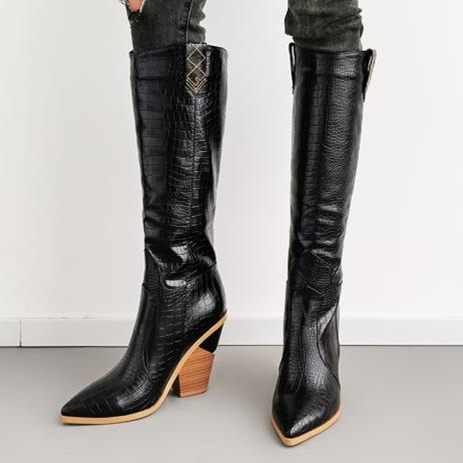 Small big size 33 to 42 to 46 11 colors gold knee high cowboy boots pointed chunky heel designer shoes, Black
Small big size 33 to 42 to 46 11 colors gold knee high cowboy boots pointed chunky heel designer shoes, Black