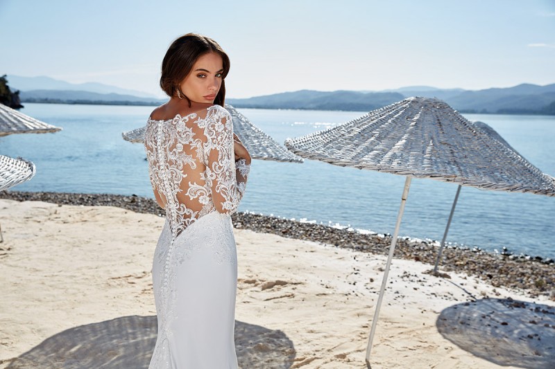 Eddy K 2019 Mermaid Wedding Dresses Long Sleeve V Neck Lace Appliqued Satin Bridal Gowns Country Bohemian Boho Beach Wedding Dress