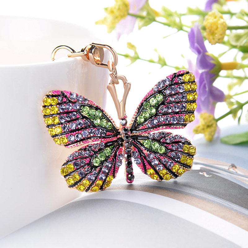 Beautiful Butterfly Keychain Glittering Full Rhinestone Alloy Key Chain For Women Girl Car Bag Accessories Fashion Key Ring