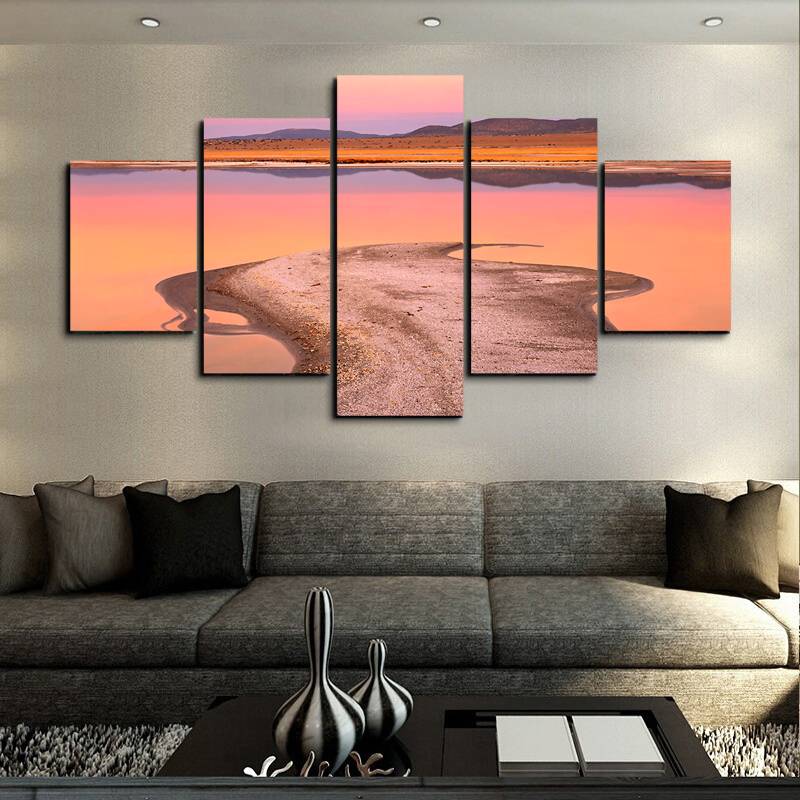 5pcs/set Unframed California Prairie Water Grass Animal Print On Canvas Wall Art Picture For Home and Living Room Decor