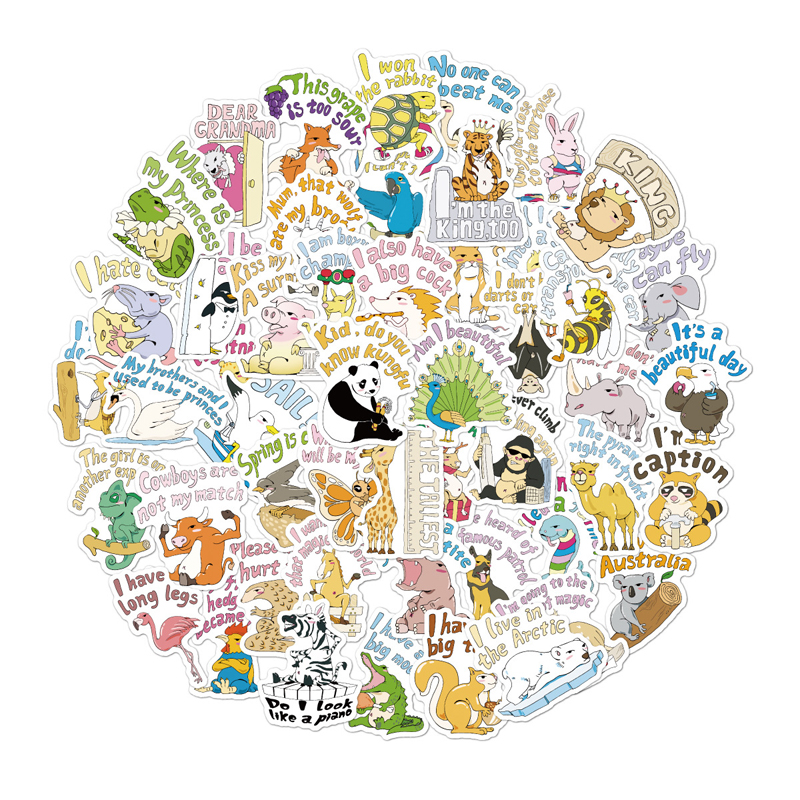 Waterproof Super Cute Cartoon Animal Stickers For Car Laptop Phone Pad Bicycle Decal Kids Gift Tiger Elephant Lion