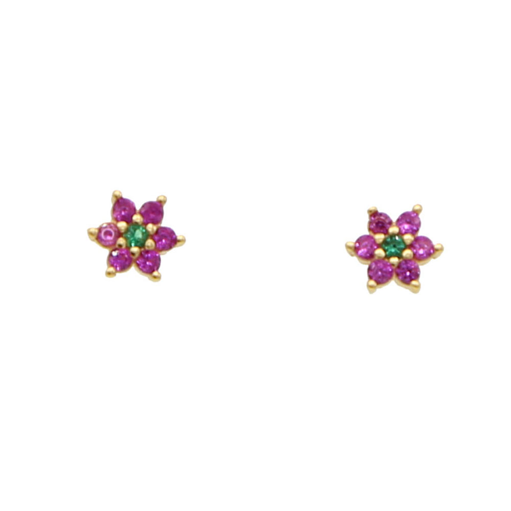 2019 delicate romantic multicolor flower stud earring with cz paved gold color earring for cute girls lady women shiny earrings
