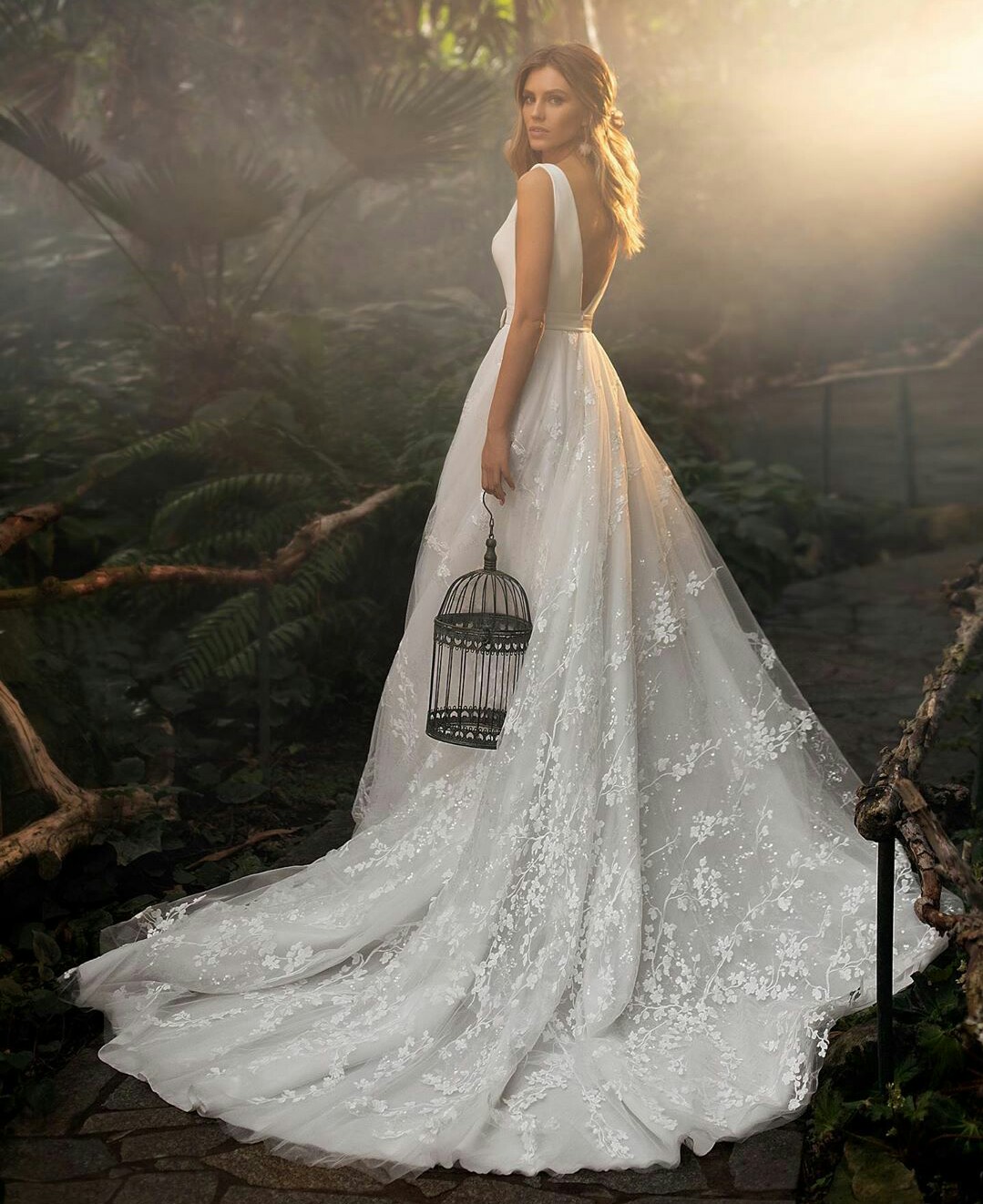 sexy side split wedding dresses a line lace appliqued v neck bridal gown boho backless wedding dress robes de marie