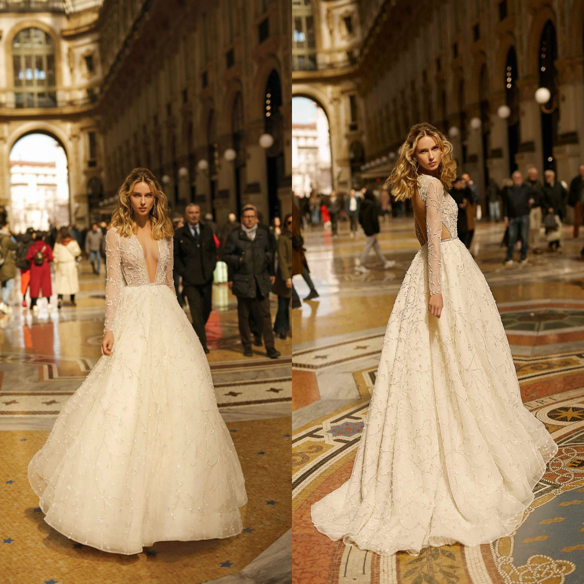 Berta Beloved Wedding Dresses Deep V Neck Long Sleeves Lace Bridal Gowns Open Back Sweep Train A-Line Wedding Dress Robe De Mariee, Pink
Berta Beloved Wedding Dresses Deep V Neck Long Sleeves Lace Bridal Gowns Open Back Sweep Train A-Line Wedding Dress Robe De Mariee, Pink