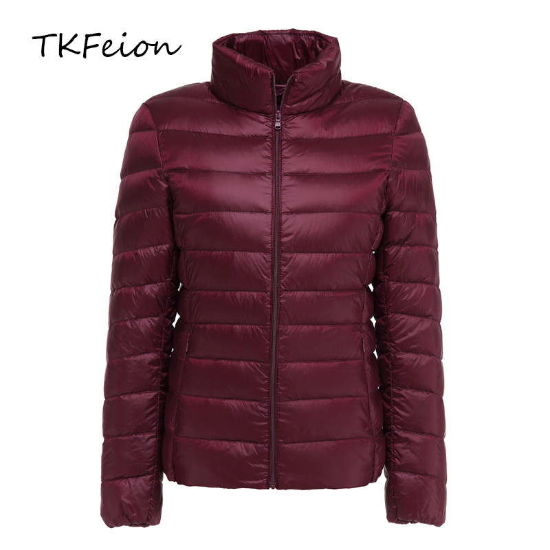 Womens Spring Autumn Jackets Down Ultra-thin Light Ladies Bomber Coats Stand Collar Fashion Female Slim Short Jacket Burgundy
Womens Spring Autumn Jackets Down Ultra-thin Light Ladies Bomber Coats Stand Collar Fashion Female Slim Short Jacket Burgundy