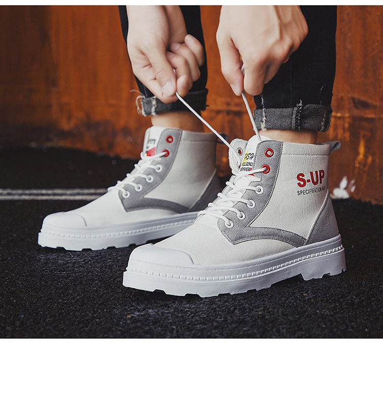 Pop new men's boots in autumn and winter 2019 Vintage high top canvas Martin fashion trend Boots Men's wolf